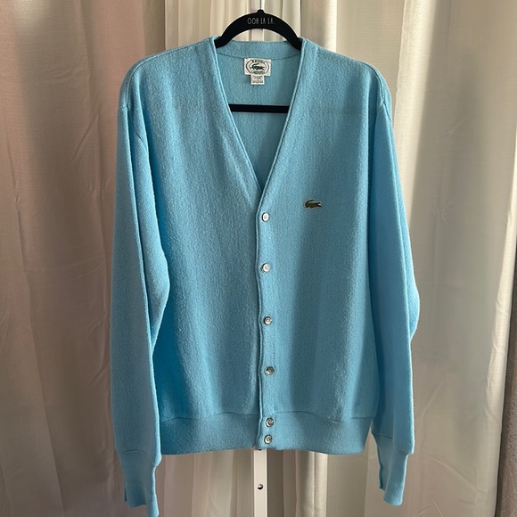 Lacoste Other - Vintage Lacoste Sky Blue Oversized Cardigan Button Sweater L